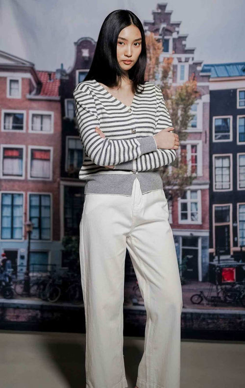 Remy Cardigan Grey Striped