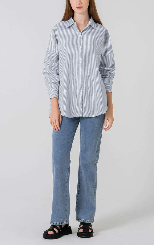 Dayle Top Dark Blue Striped