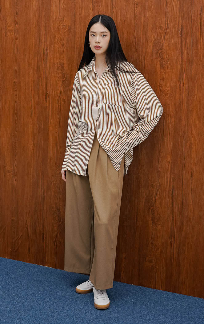 Caisyn Top Brown Striped