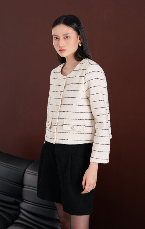 Arianna Cardigan White Striped