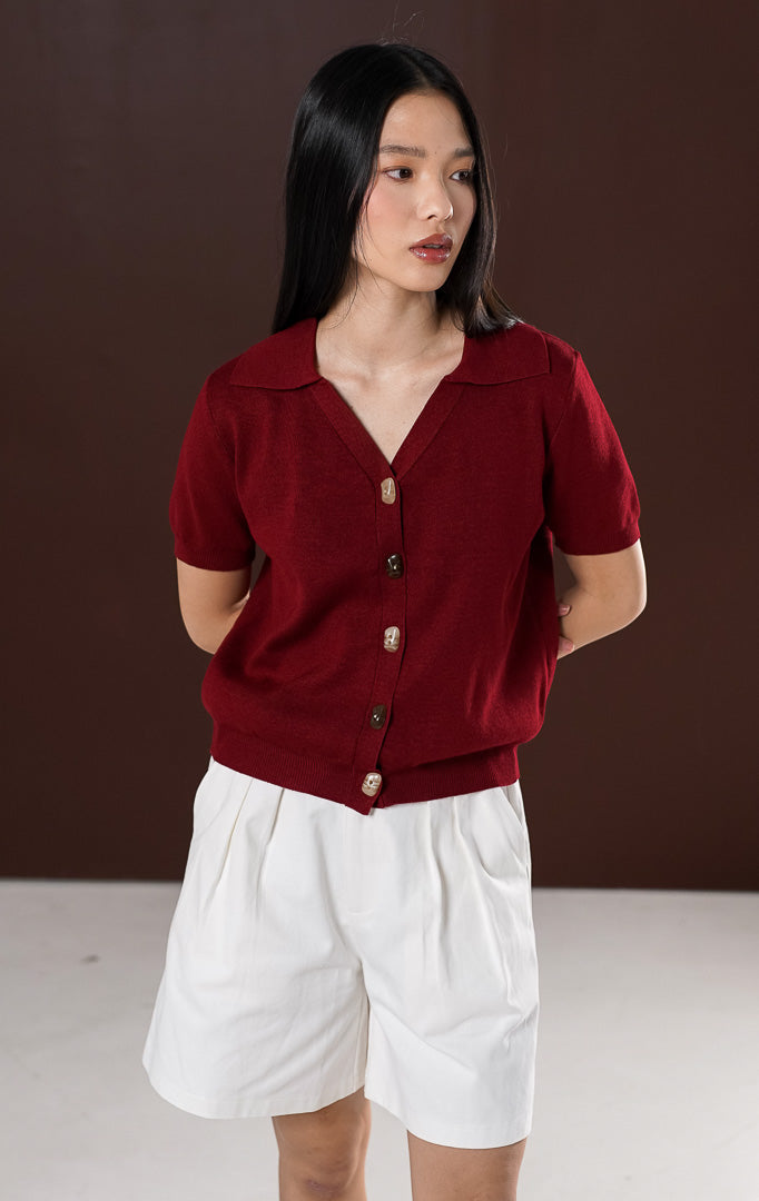 Esra Top Maroon