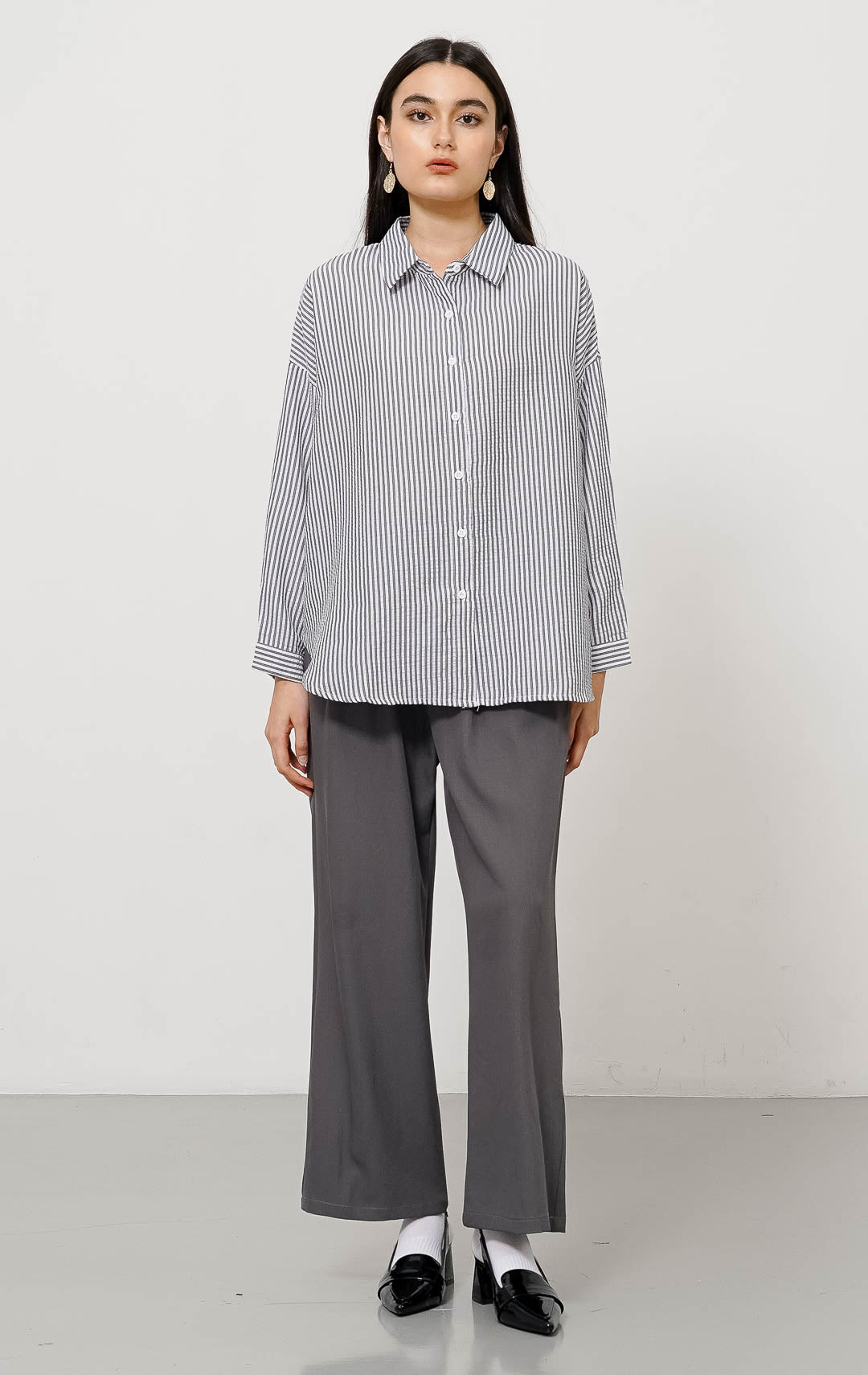 Damien Top Grey Stripe