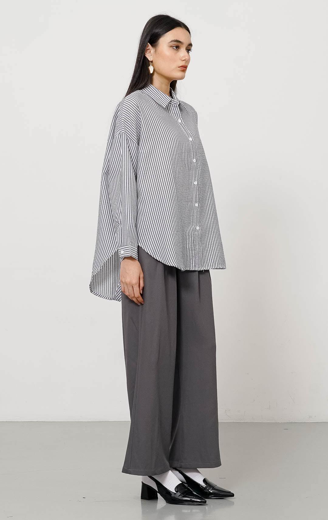 Damien Top Grey Stripe