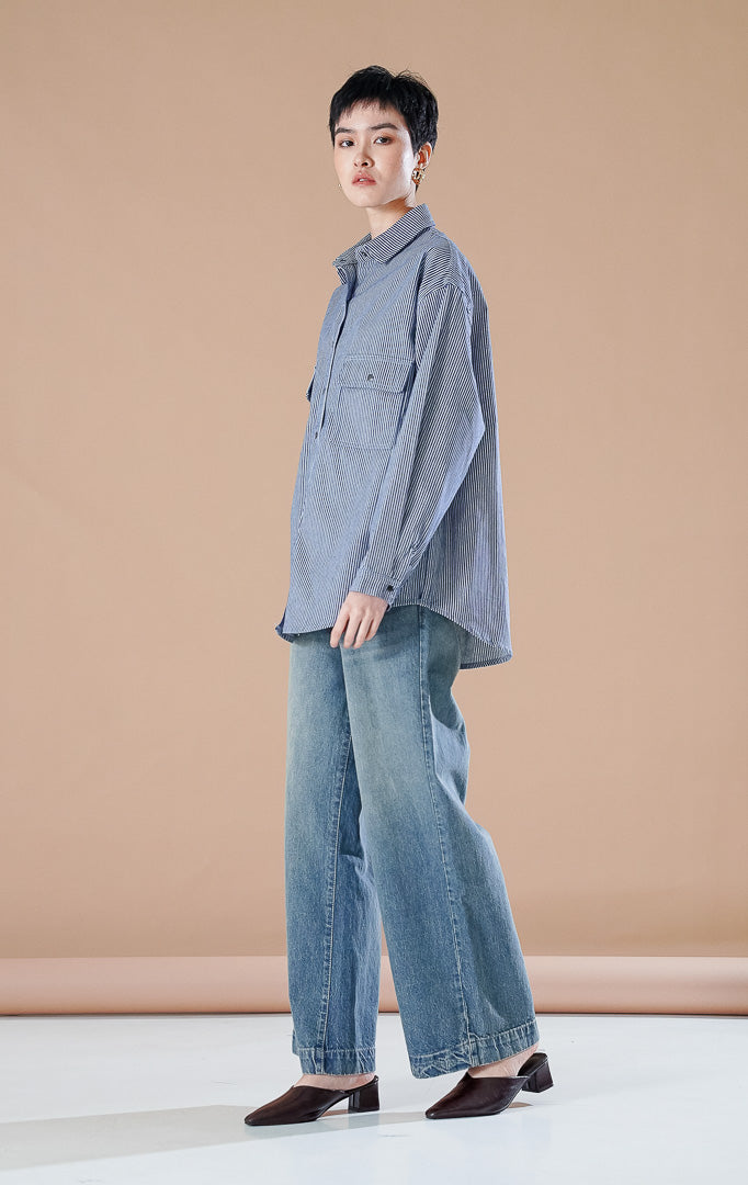 Adriana Top Dark Denim Stripe