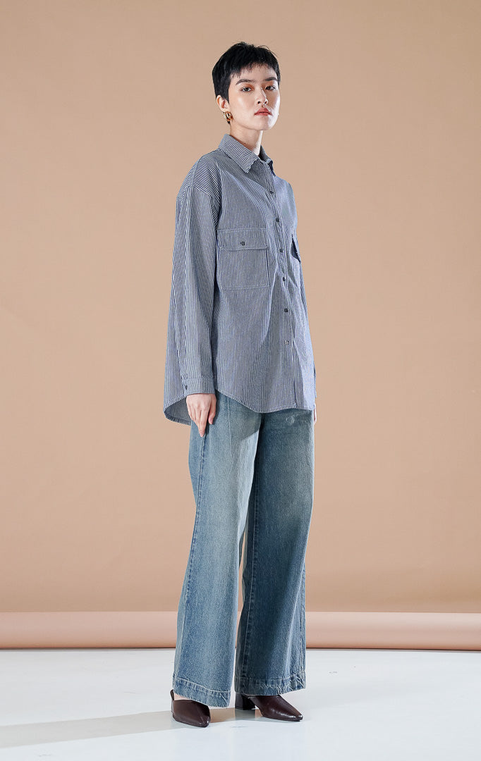 Adriana Top Dark Denim Stripe