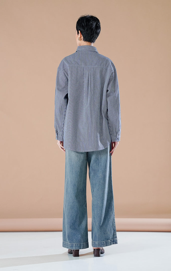 Adriana Top Dark Denim Stripe