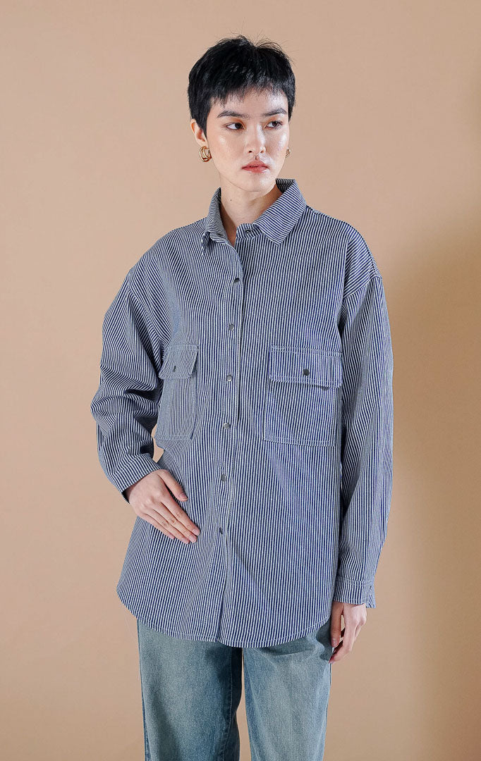 Adriana Top Dark Denim Stripe