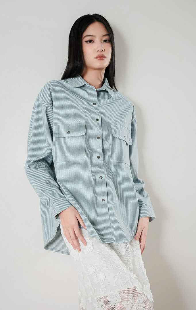 Adriana Top Light Denim Stripe