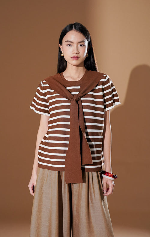 Alicia Top Brown Striped
