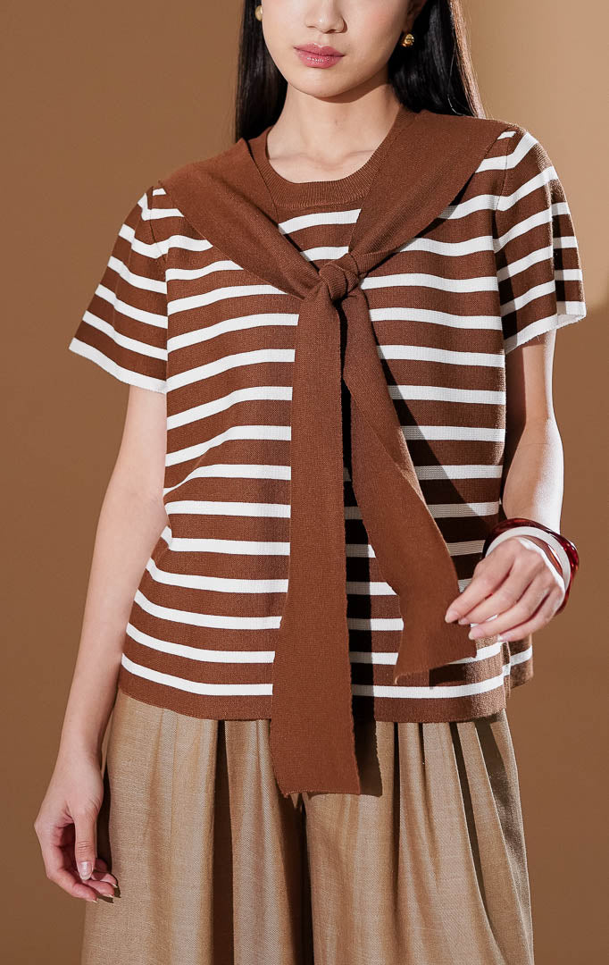 Alicia Top Brown Striped