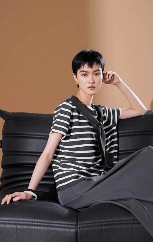 Alicia Top Grey Striped