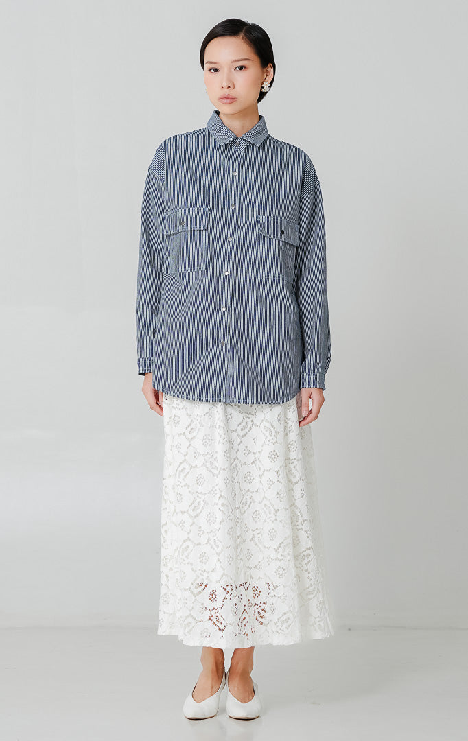 Adriana Top Dark Denim Stripe