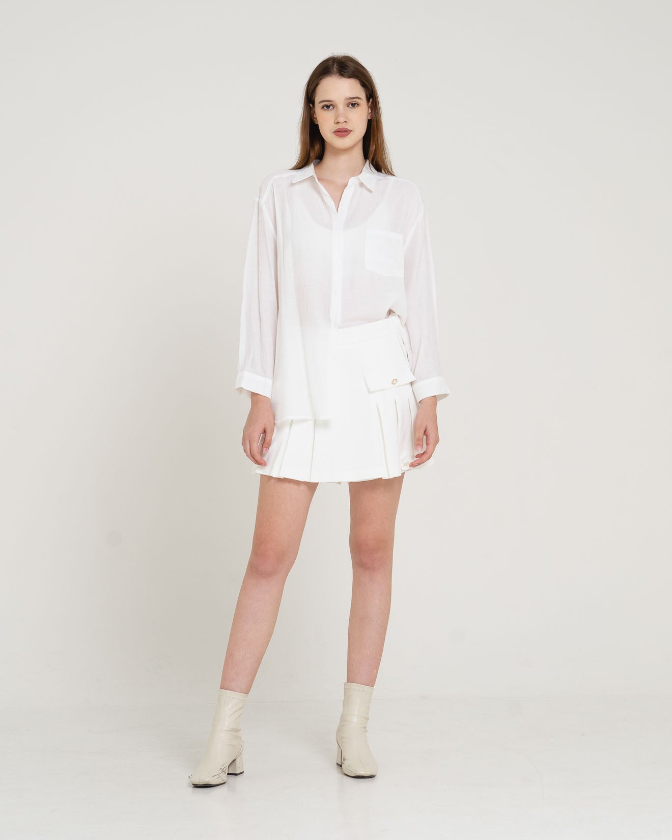 Yurie Oversized Sheer White Shirt – 186394