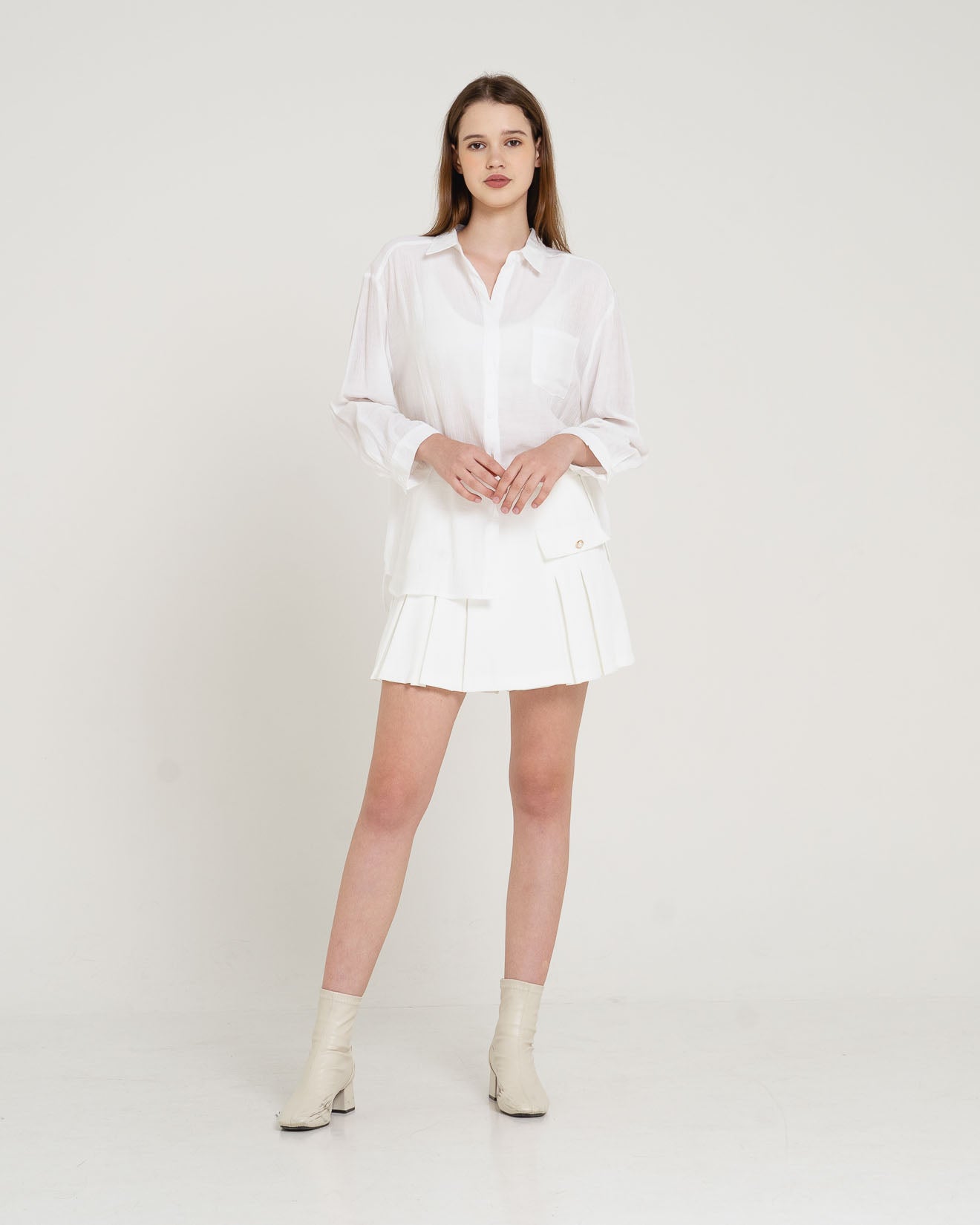 Yurie Oversized Sheer White Shirt – 186394