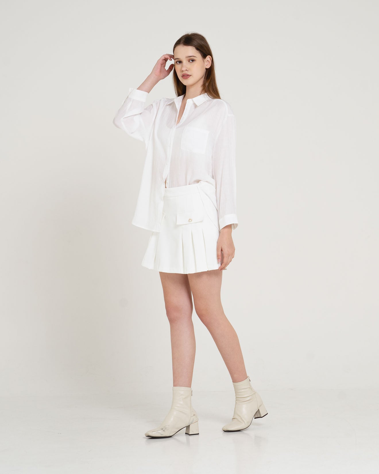 Yurie Oversized Sheer White Shirt – 186394