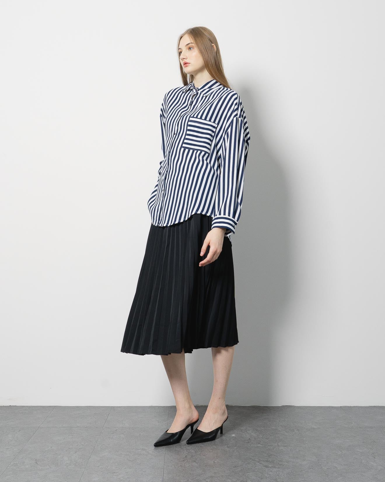 Sully Oversized Navy Stripe Shirt- 186409