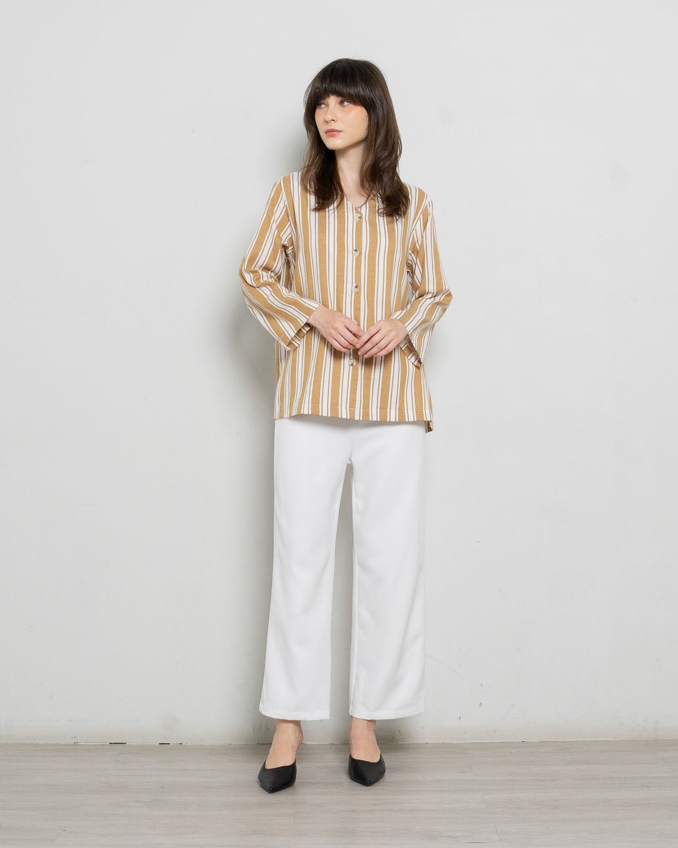 Hansel Stripped Brown Top Blouse Wanita – 186437