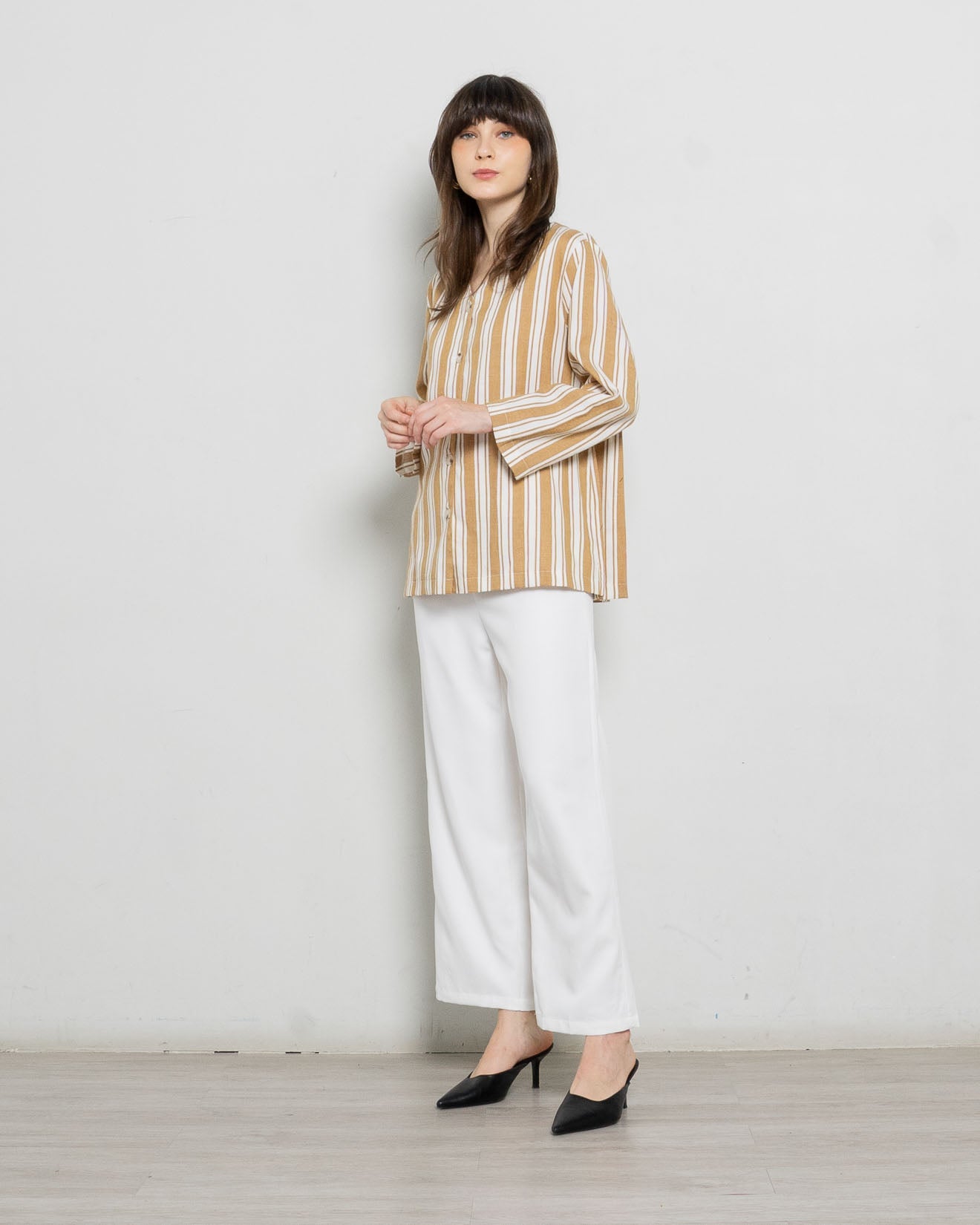 Hansel Stripped Brown Top Blouse Wanita – 186437