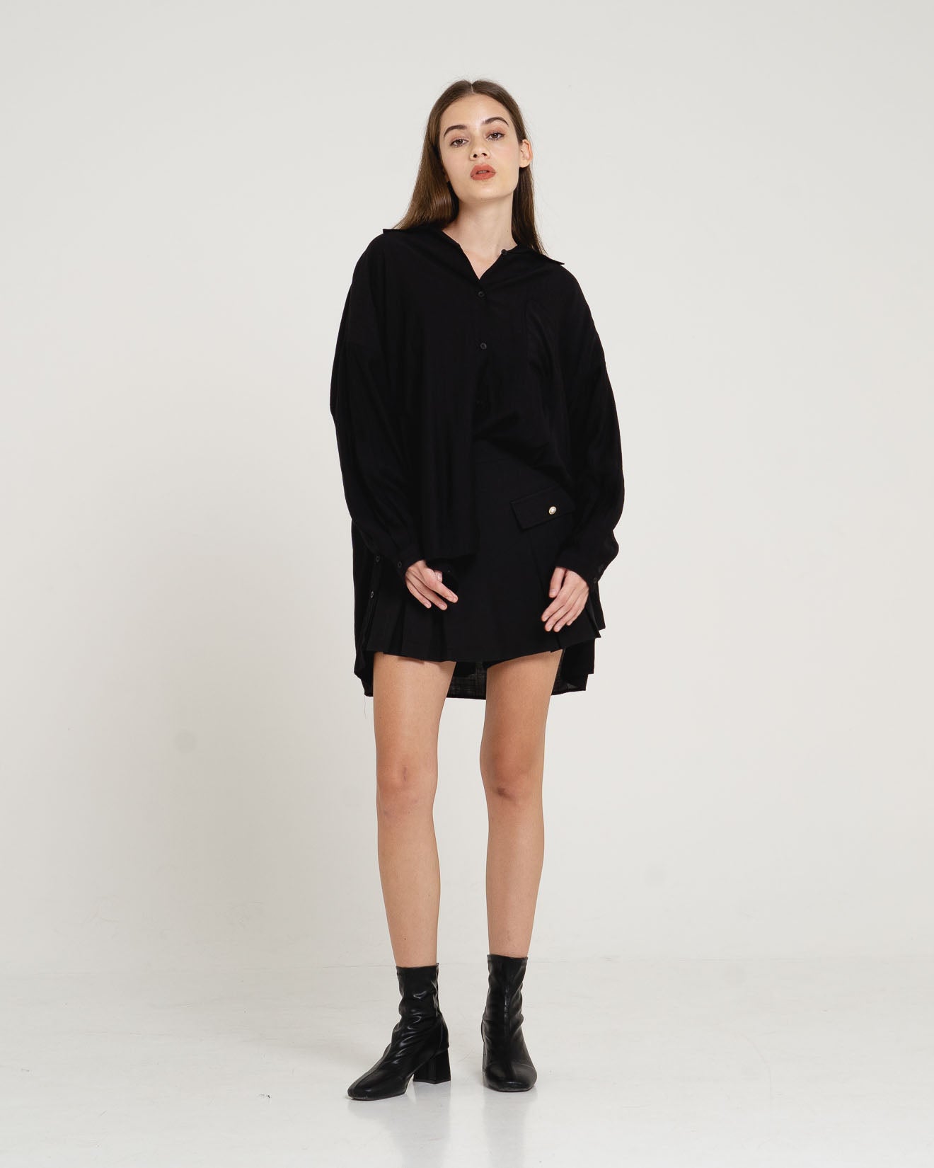 Alvan Side Button Sheer Black Shirt – 186906