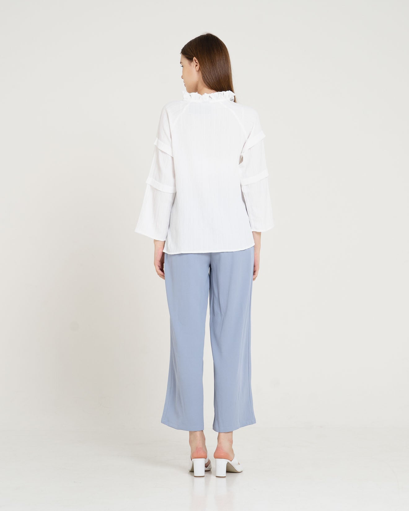 Valeria Textured White Blouse – 186908