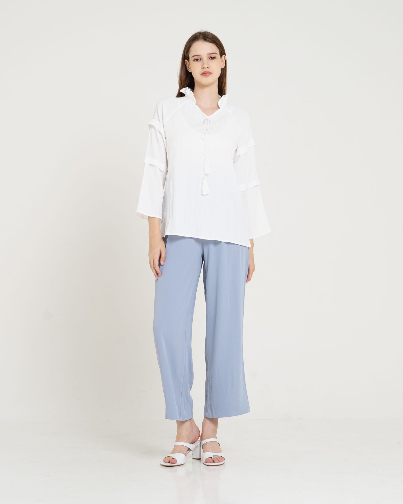 Valeria Textured White Blouse – 186908