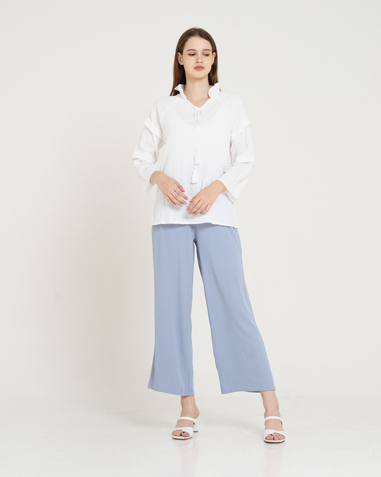 Valeria Textured White Blouse – 186908