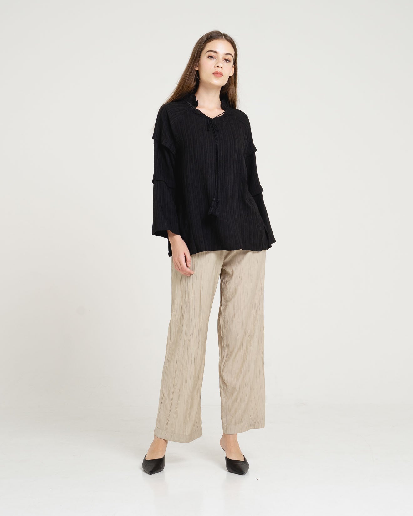 Valeria Textured Black Blouse – 186909