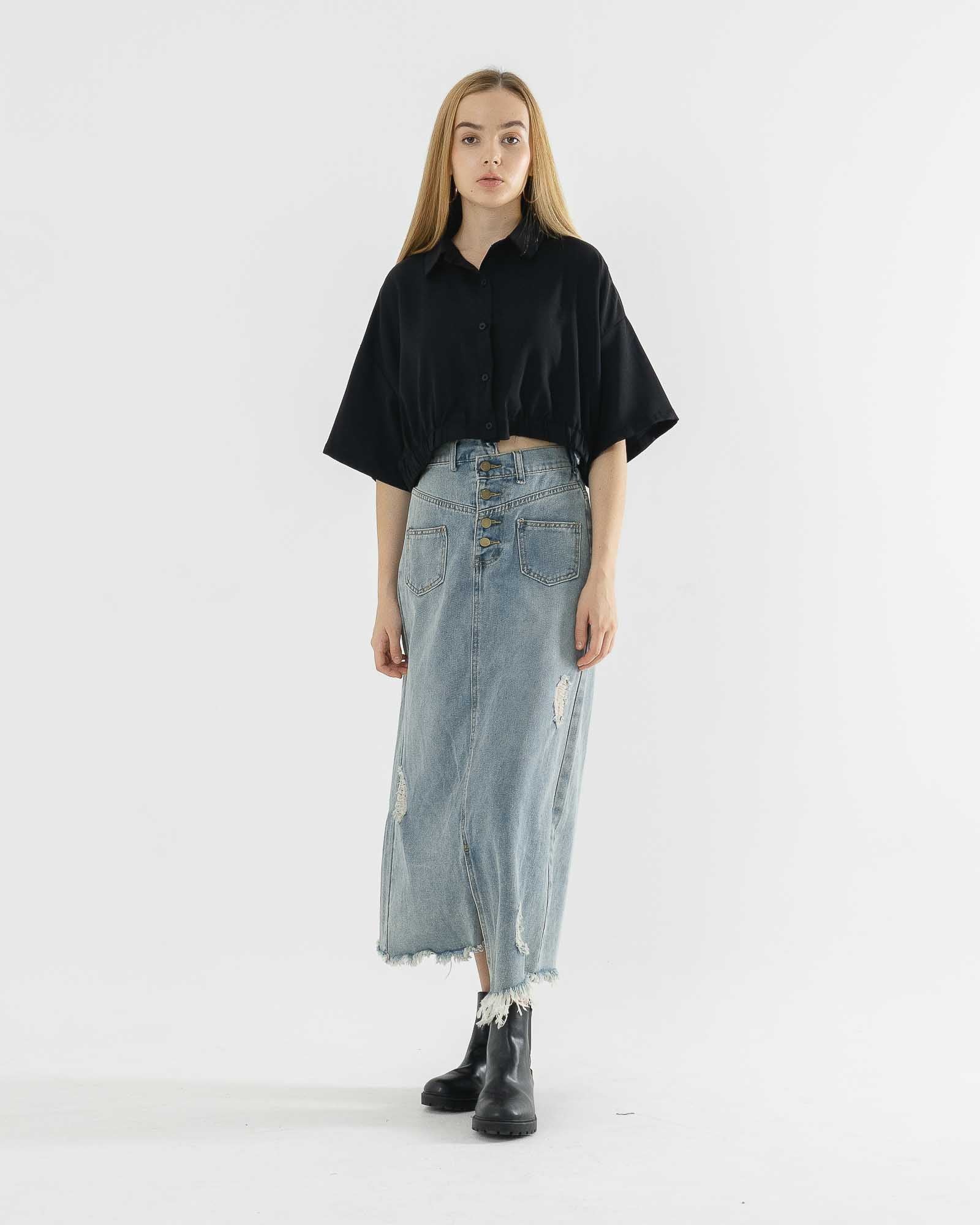 Benita Oversized Black Crop Top – 186923