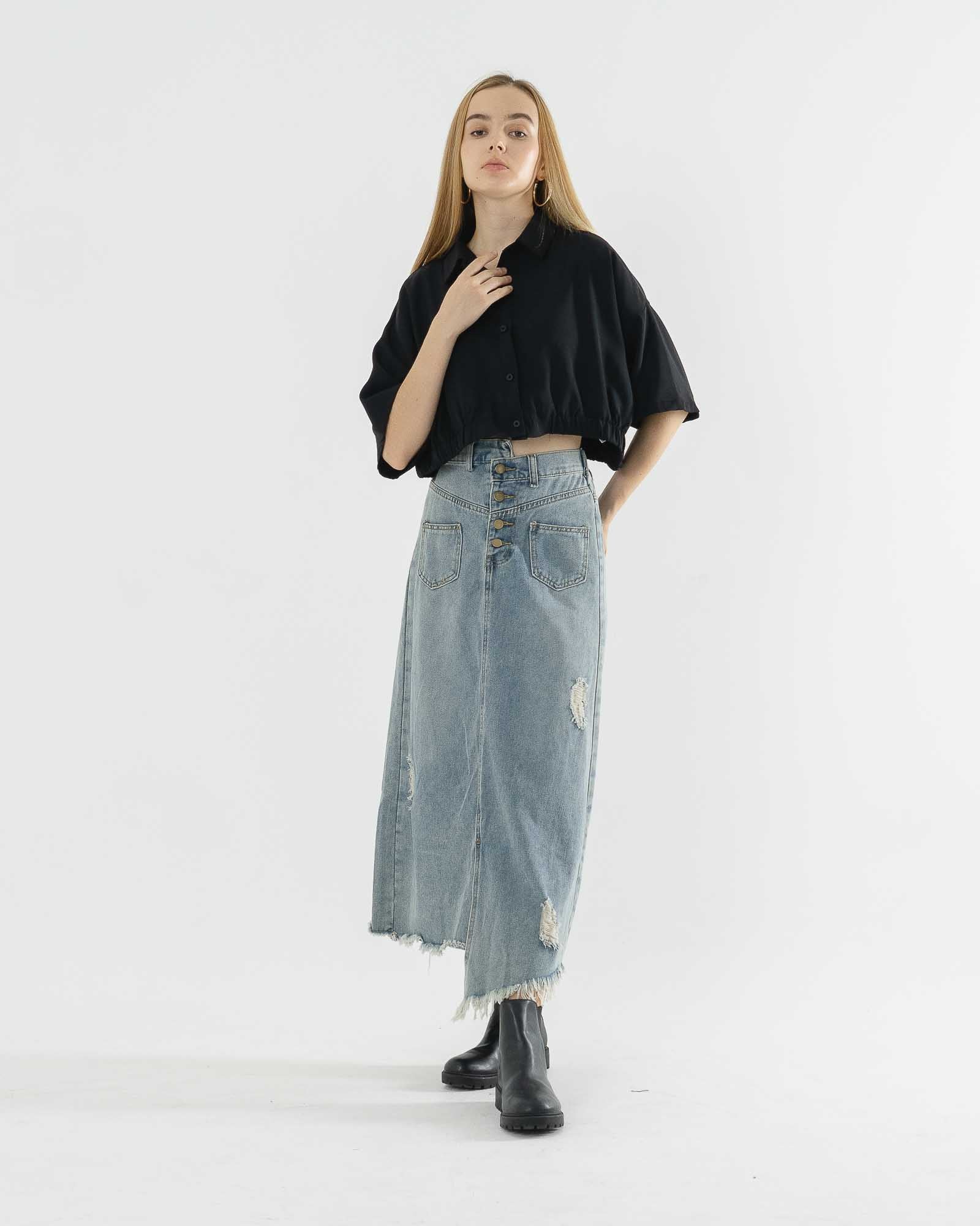 Benita Oversized Black Crop Top – 186923