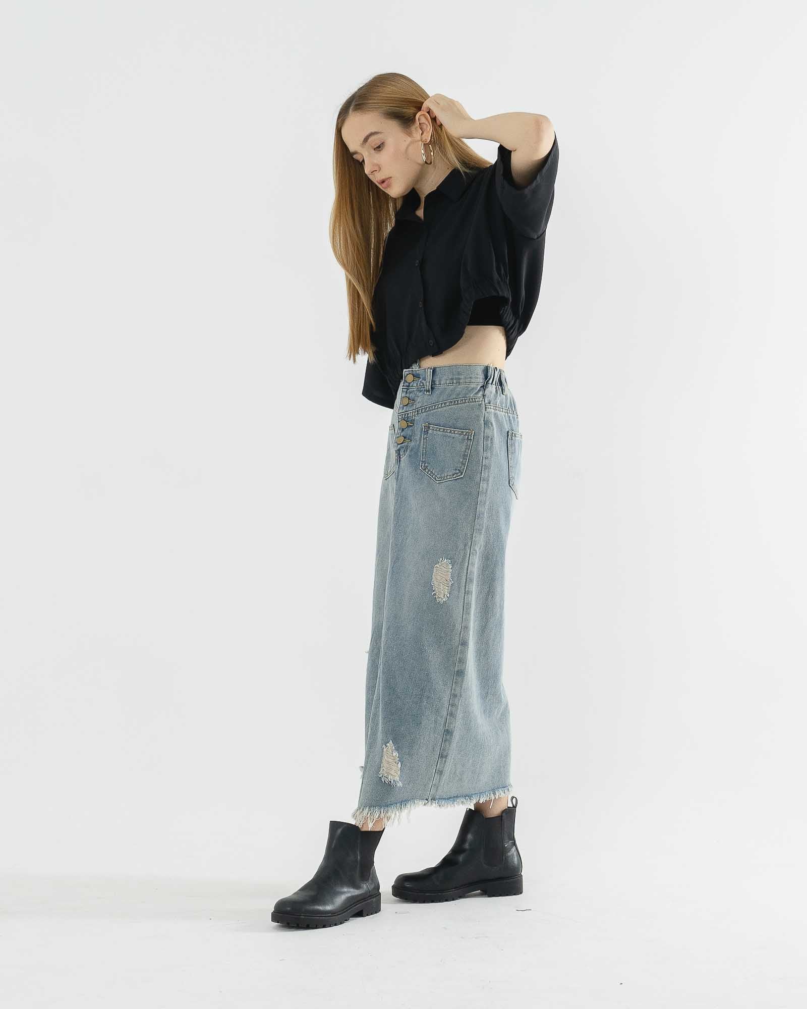 Benita Oversized Black Crop Top – 186923