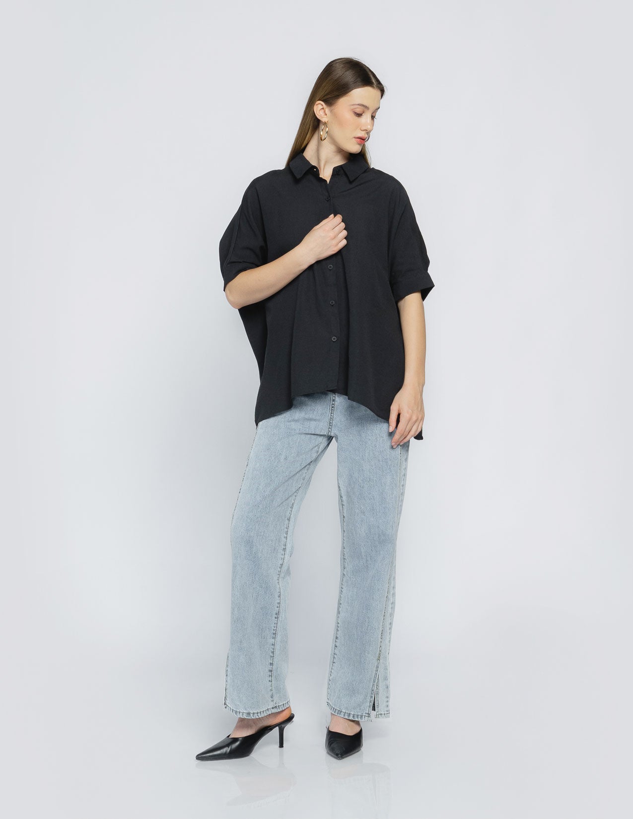 Thalie Back Crossover Black Shirt - 187210