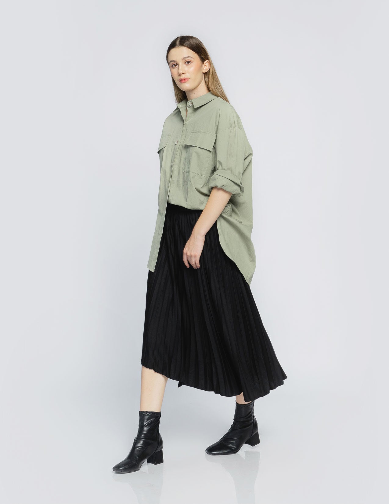 Mindi Oversized Relaxed Green Shirt – 187228