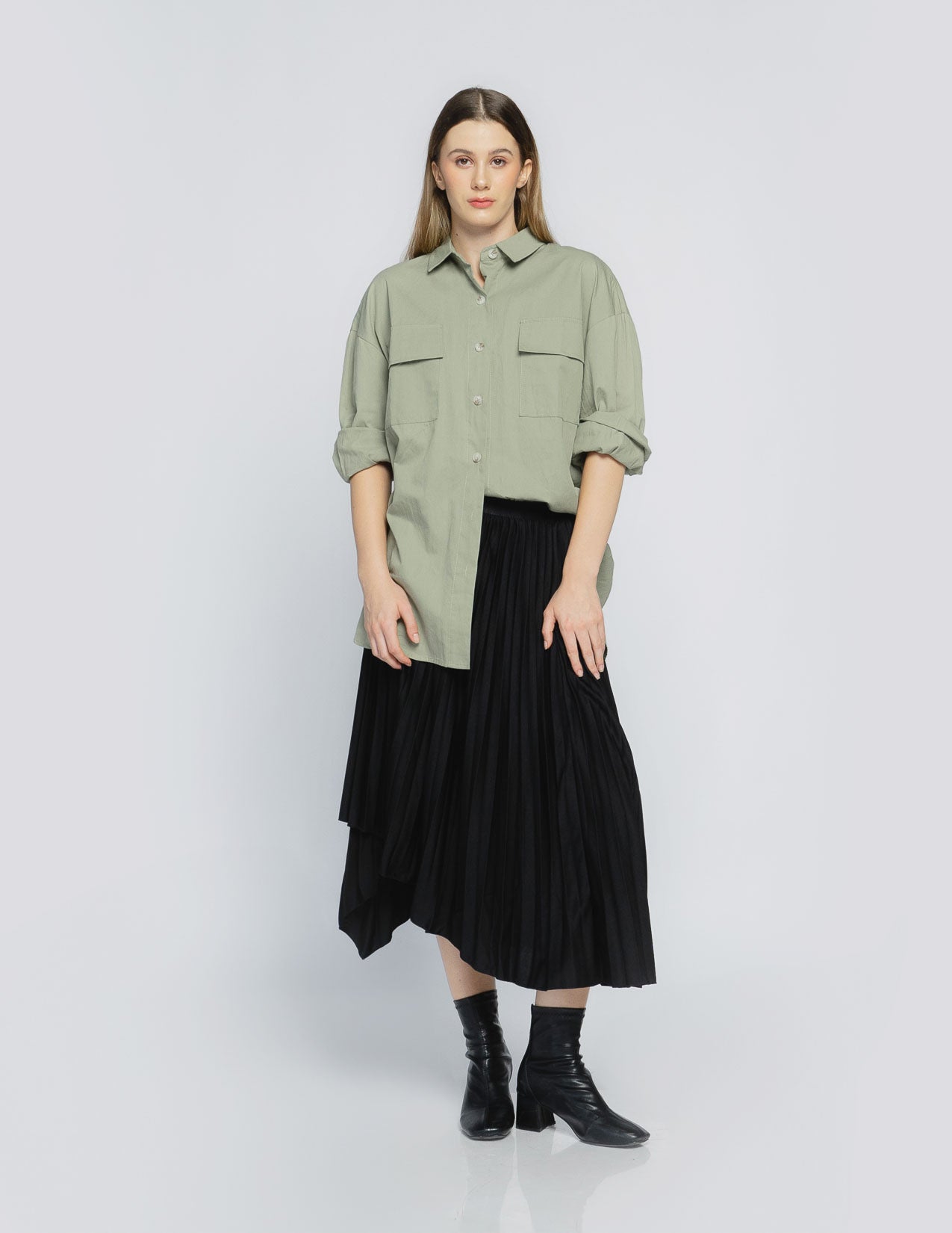 Mindi Oversized Relaxed Green Shirt – 187228