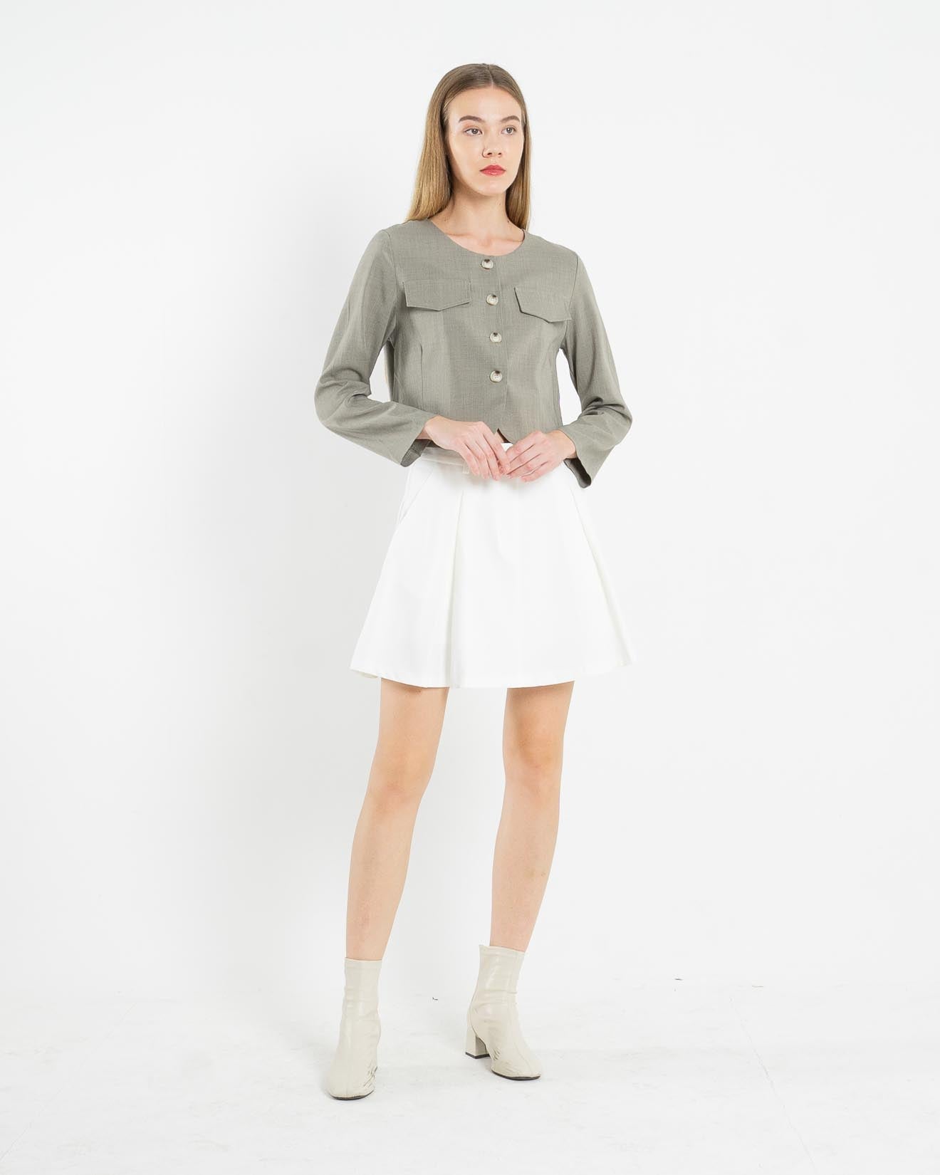 Cecilia Crop Linen Taupe Outer – 187501