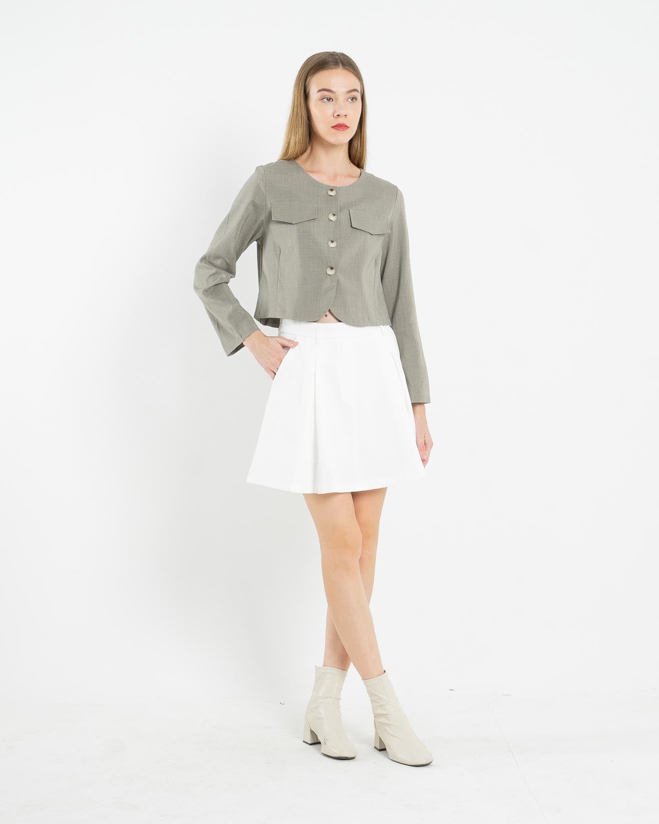 Cecilia Crop Linen Taupe Outer – 187501