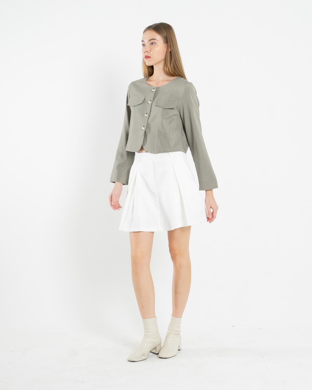 Cecilia Crop Linen Taupe Outer – 187501