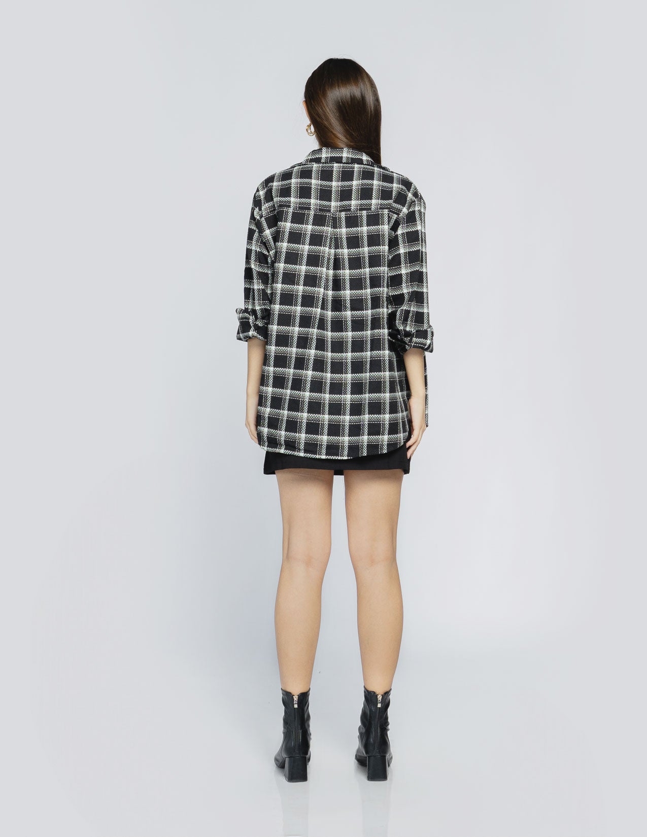 Yasmin Tweed Oversize Black Shirt - 187943