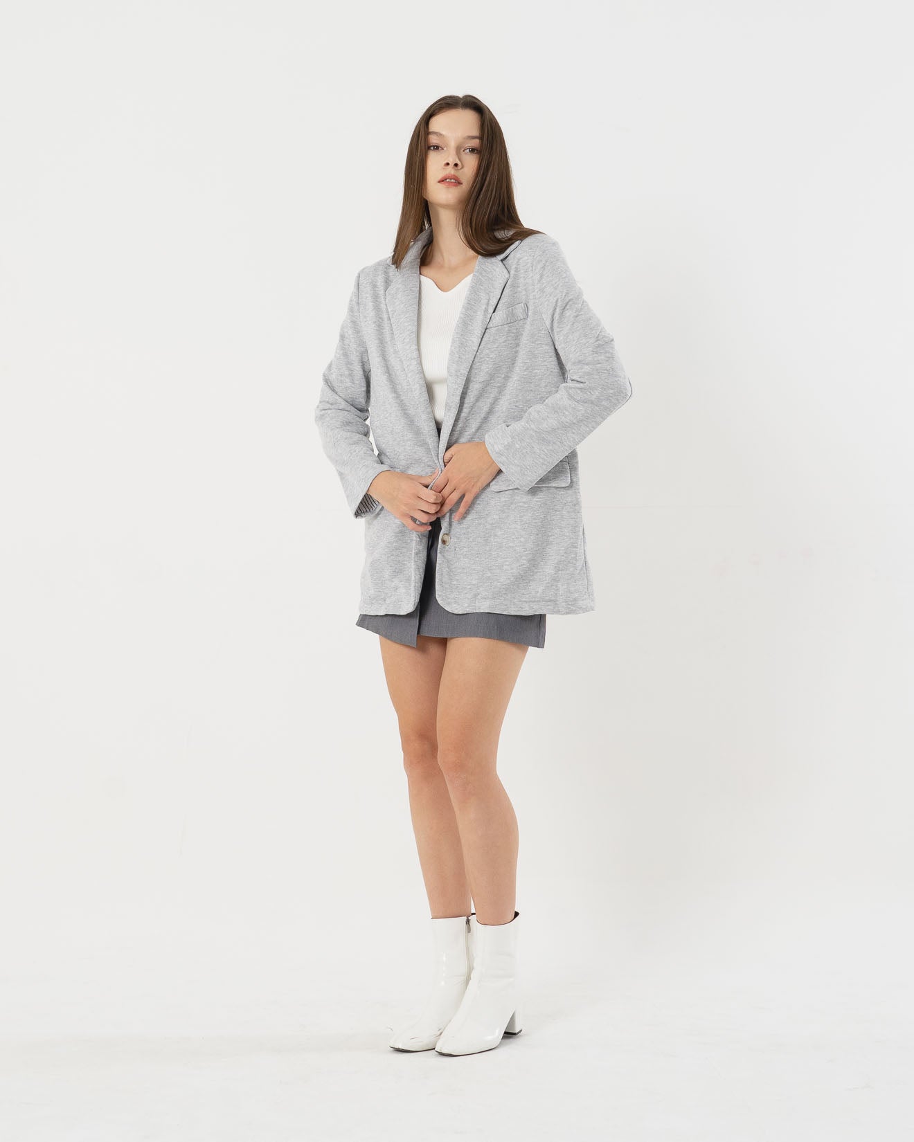 Jada Button Down Grey Blazer - 187948