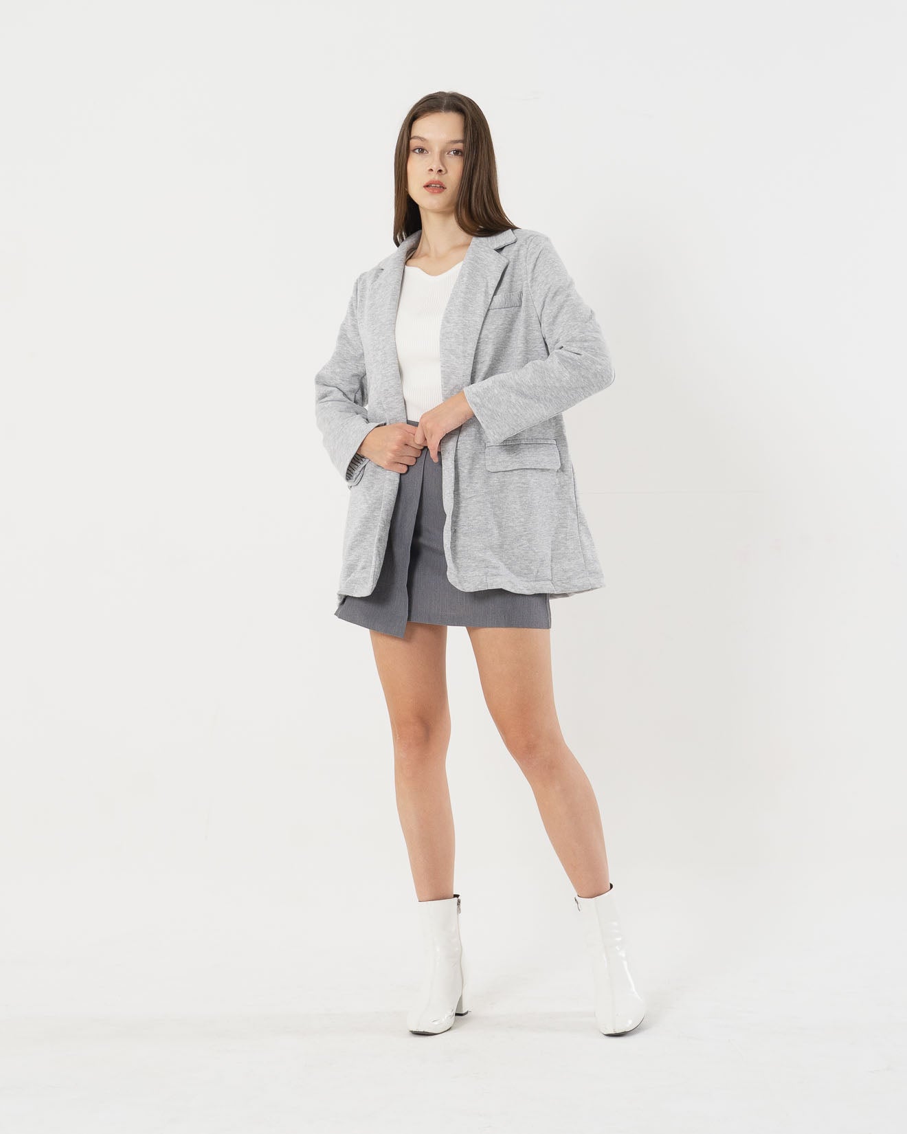 Jada Button Down Grey Blazer - 187948