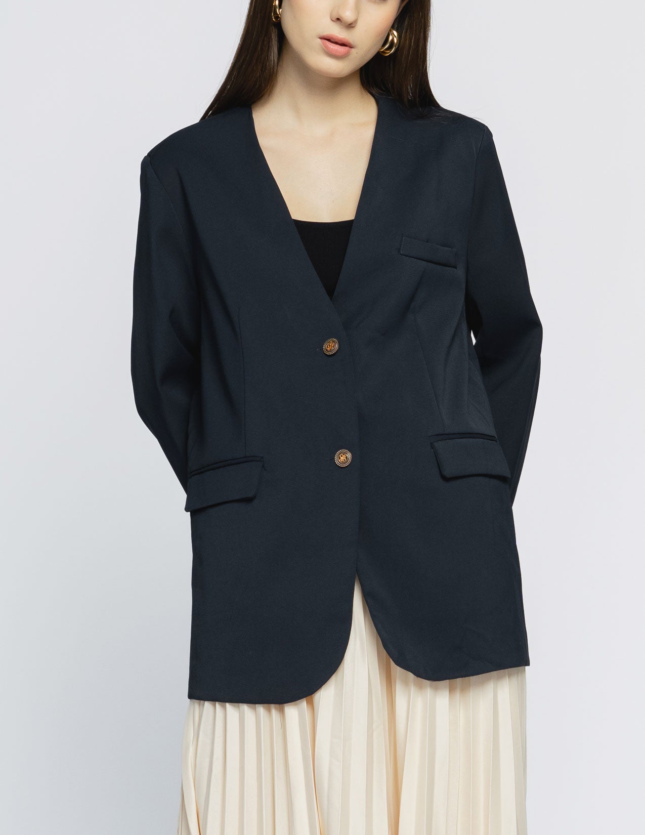 Arlene Padded Oversize Navy Blazer - 187949