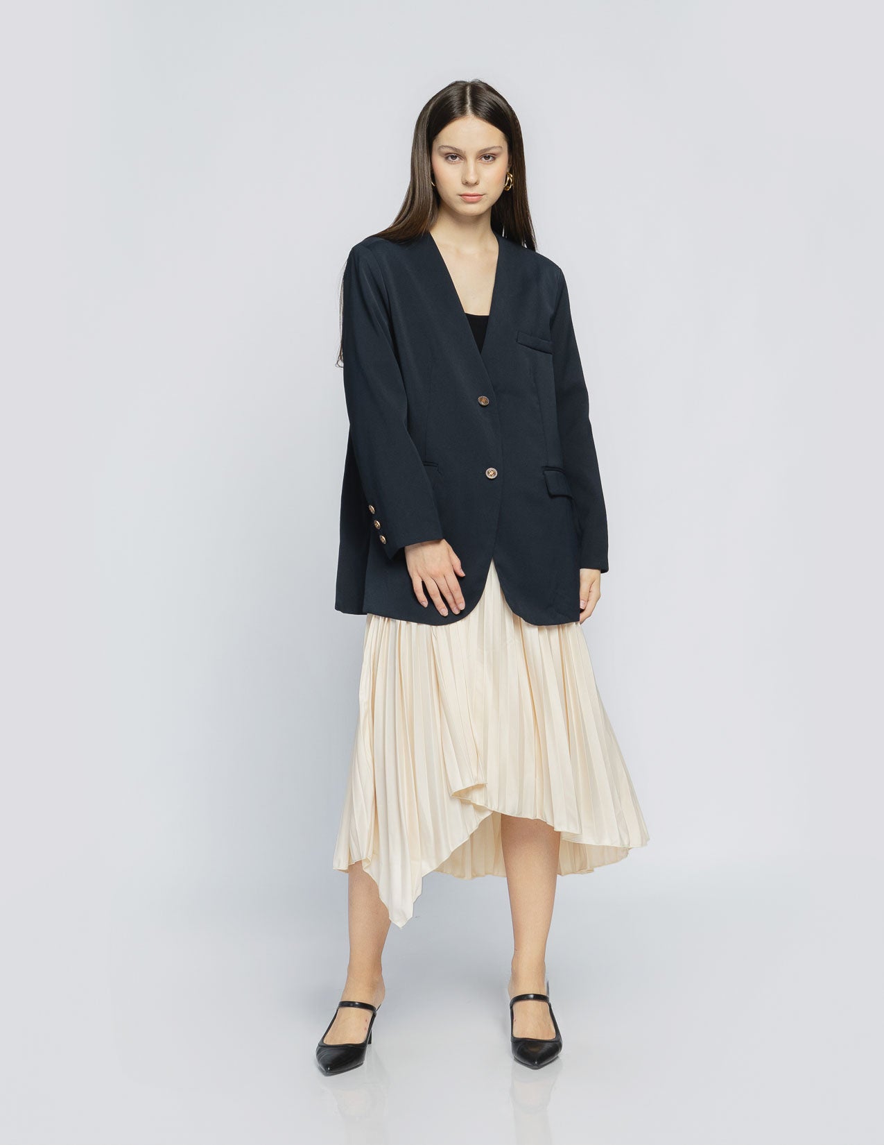 Arlene Padded Oversize Navy Blazer - 187949