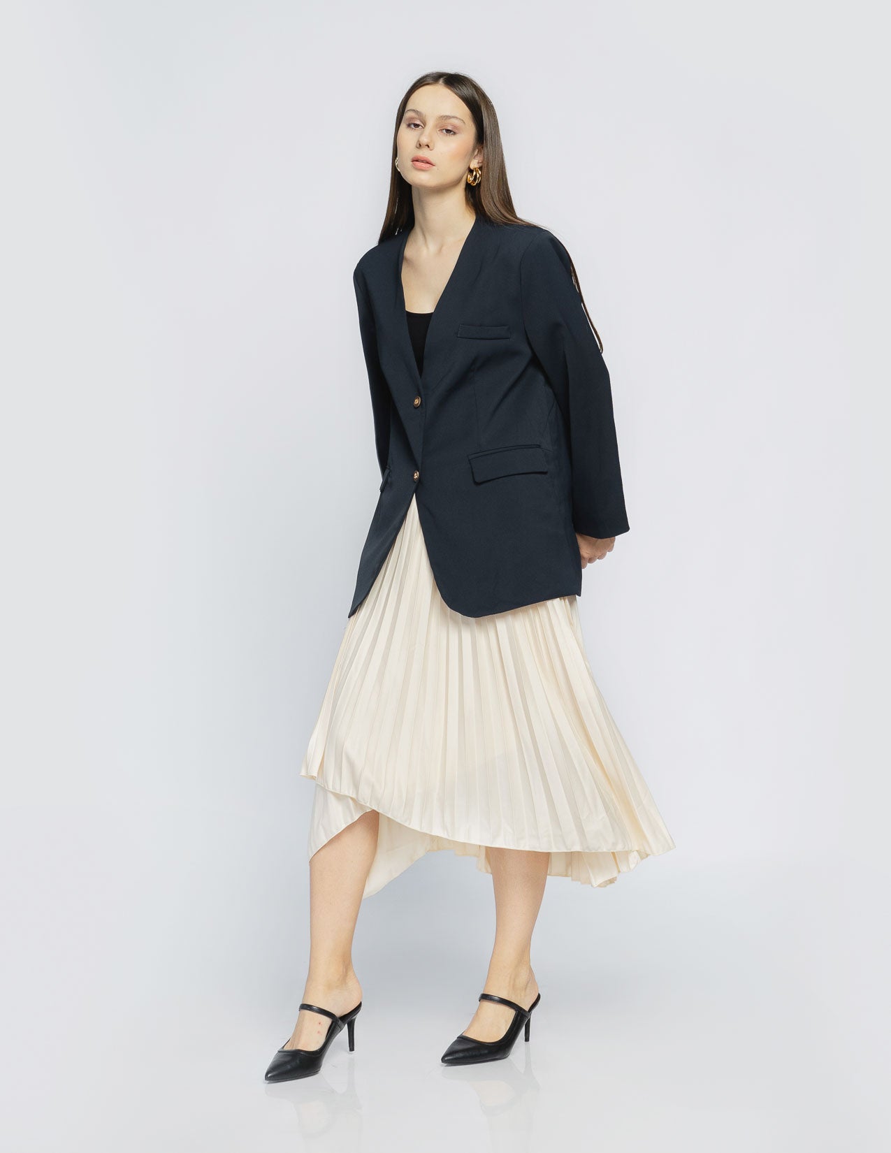 Arlene Padded Oversize Navy Blazer - 187949