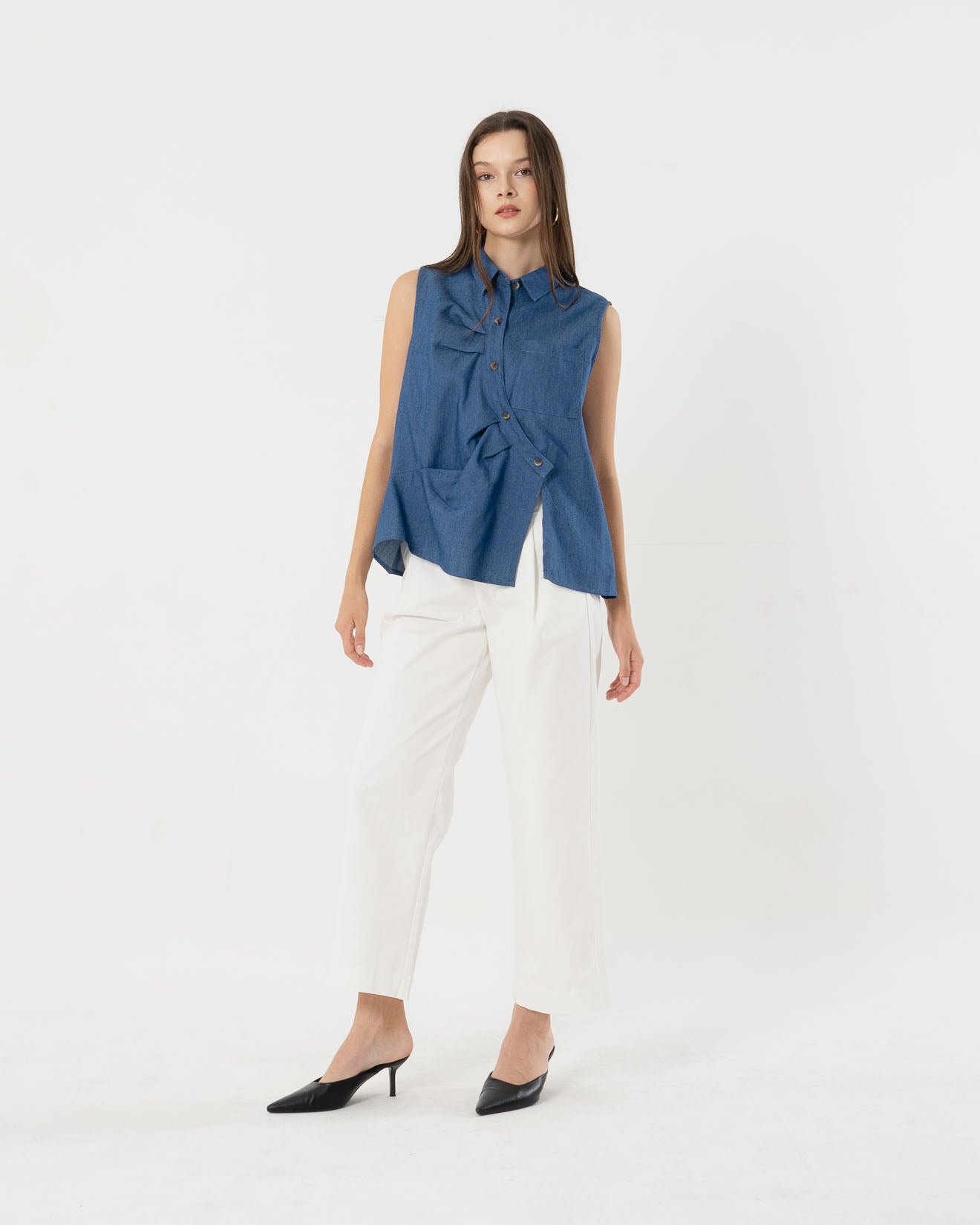 Mulan Drape Denim Top - 187957