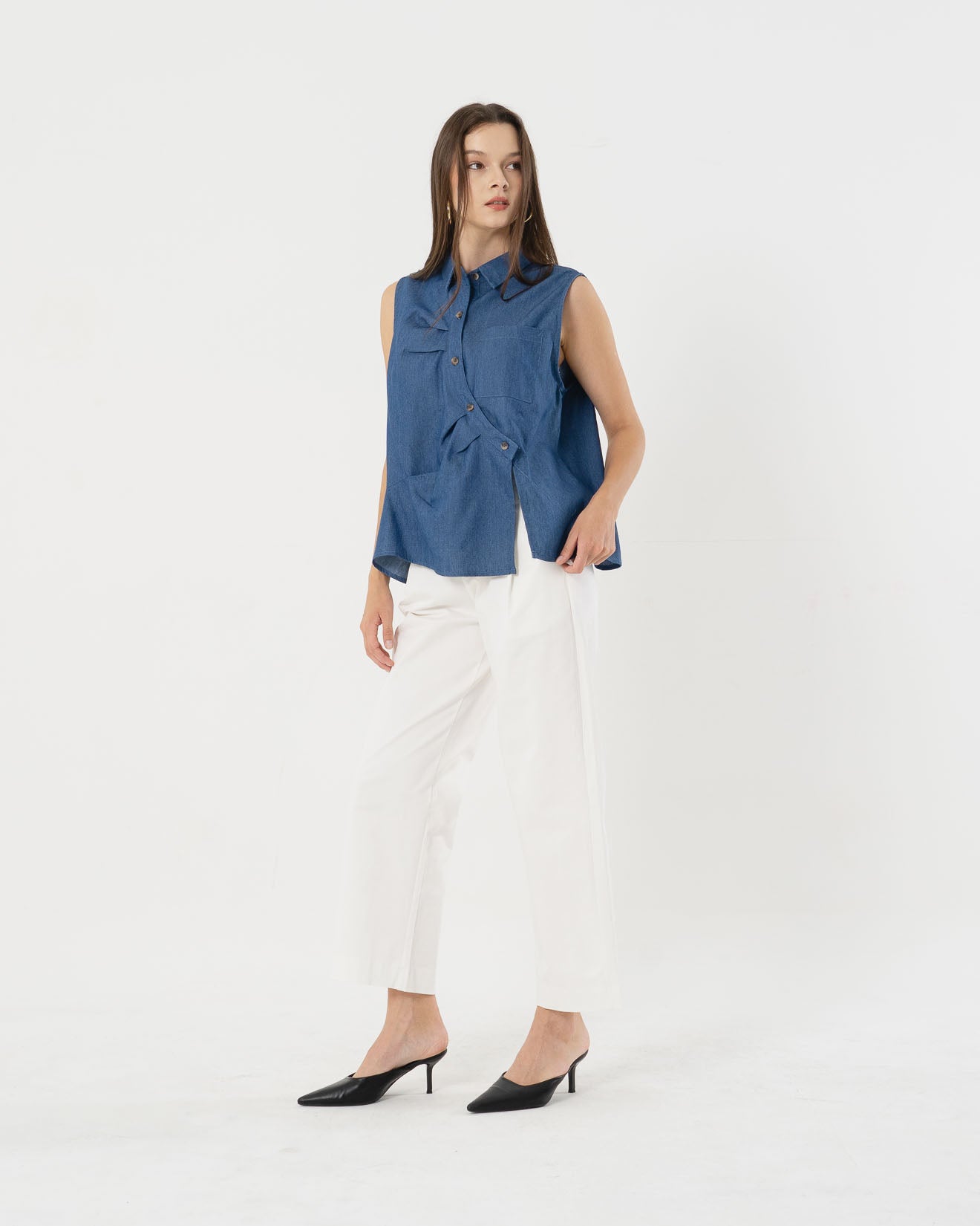 Mulan Drape Denim Top - 187957