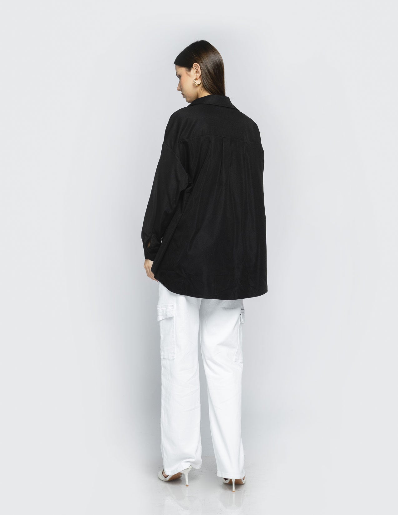 Grazia Oversized Zipper Black Shirt – 188928