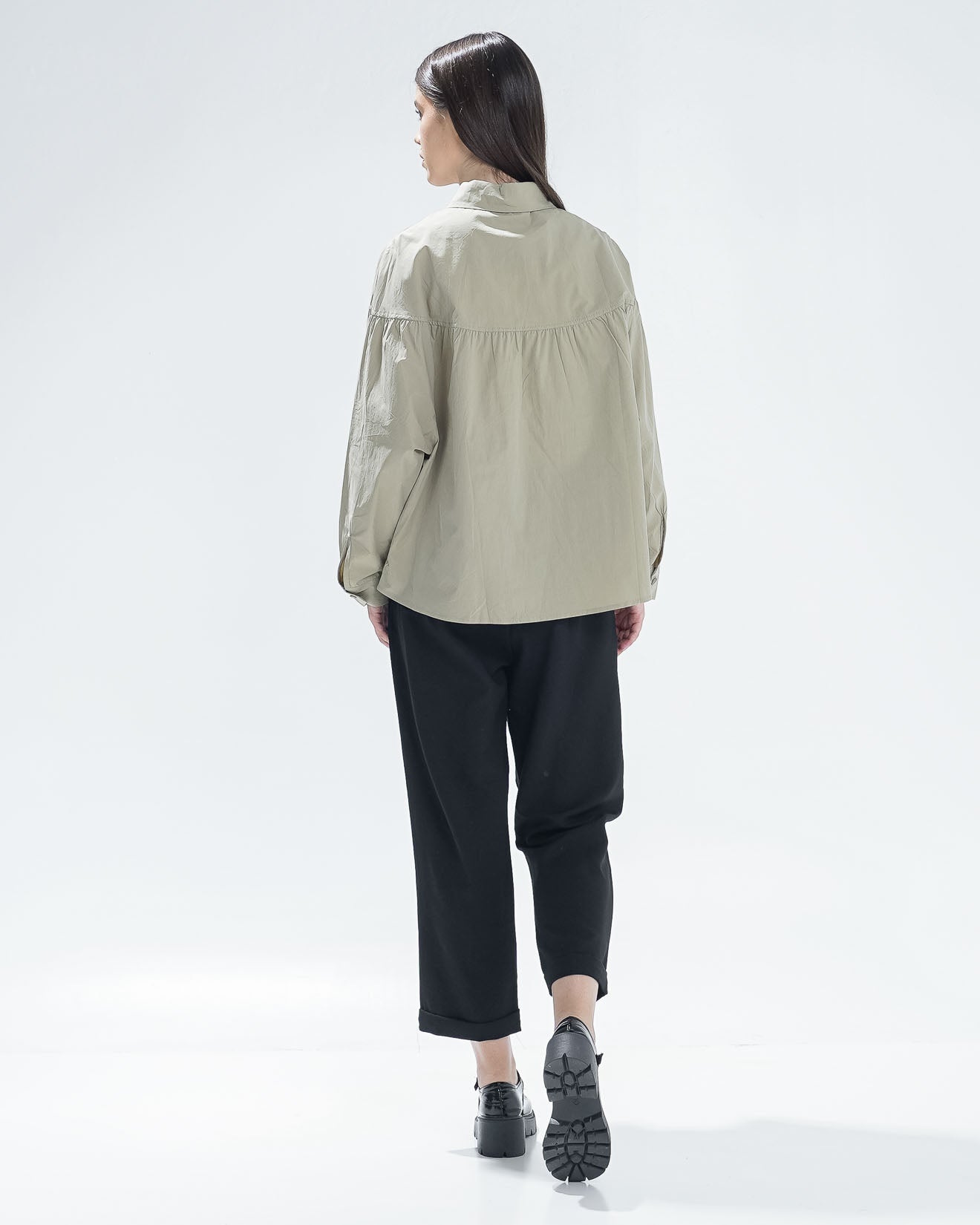 Tanika Oversized Top Sage  - Kemeja Wanita Kekinian - 189232