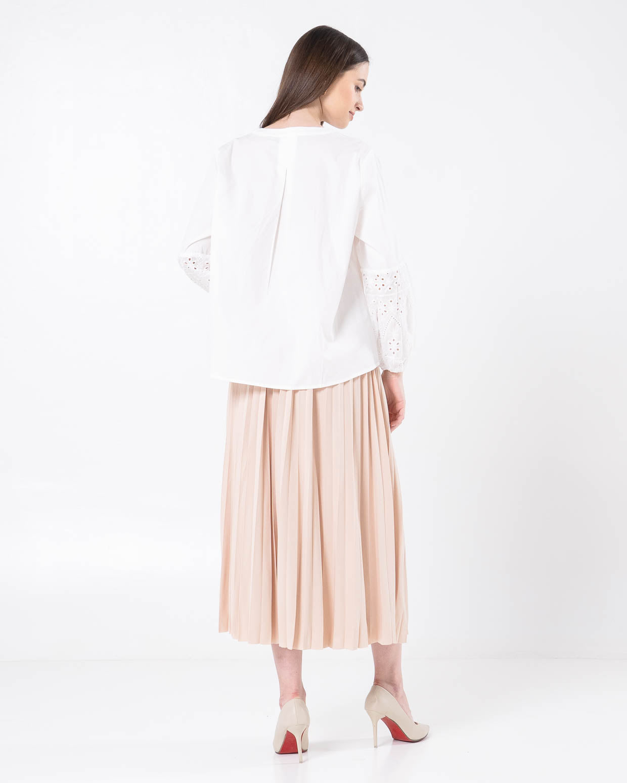 Kirei Sleeve Crochet White Blouse  - Atasan Wanita Kekinian Lengan Panjang - 189343