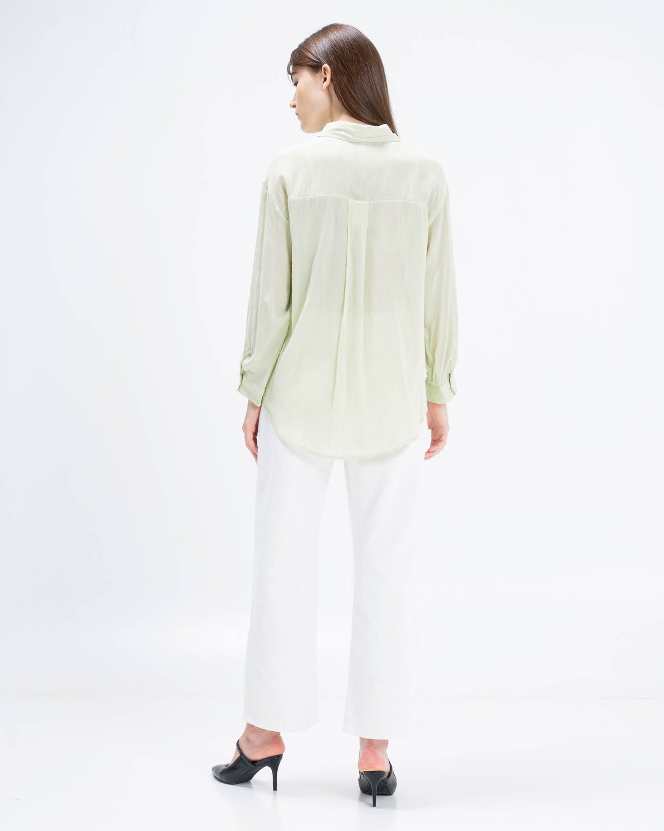 Haruka Oversized Lime Logo Shirt – Kemeja Wanita Lengan Panjang - 189410