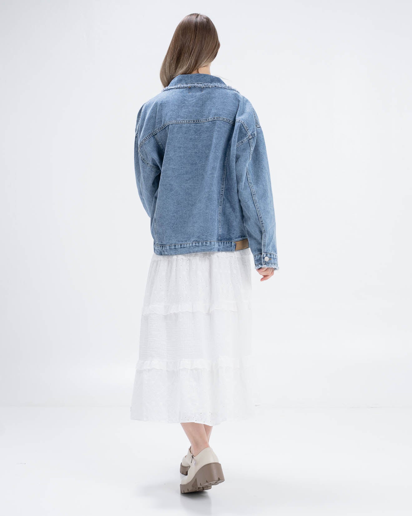 Adam Fringed Light Denim Jacket - Outer Jeans Wanita - 189500