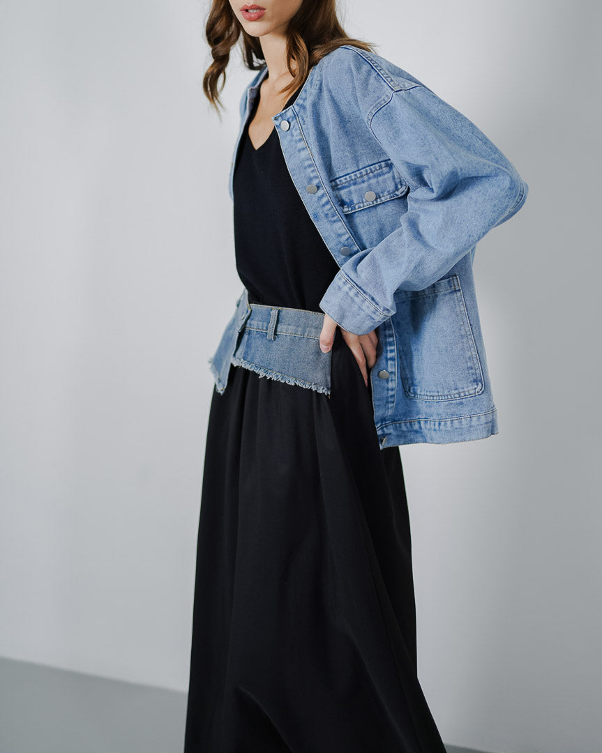 Janice Denim Oversized Jacket – Outer Denim Wanita Lengan Panjang - 189803